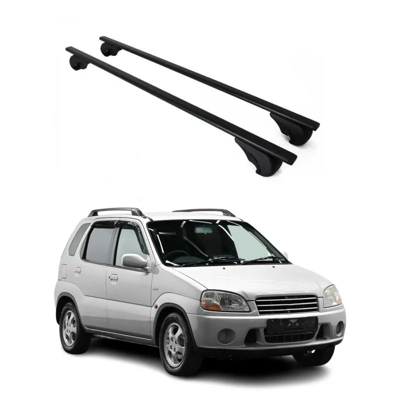 Dachträger Grundträger für Suzuki Ignis mk1 2000-2008 75kg Stahl Schwarz 2 tlg