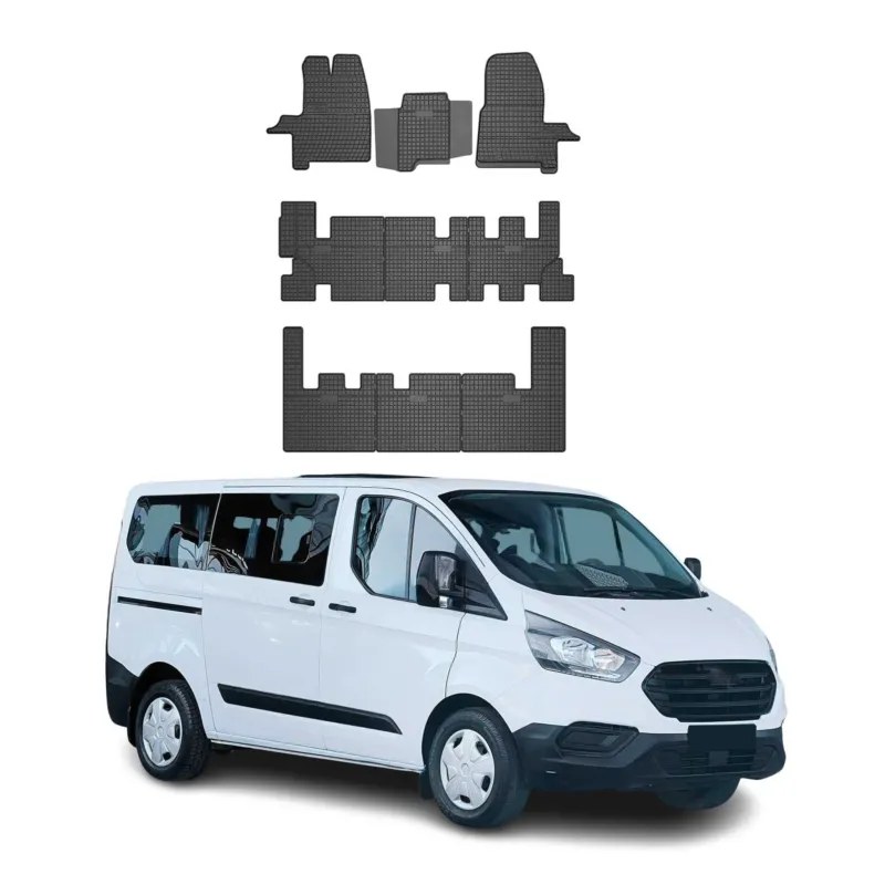OMAC Gummi Fußmatten für Ford Transit Custom 2018-2022 Automatten Schwarz 9x