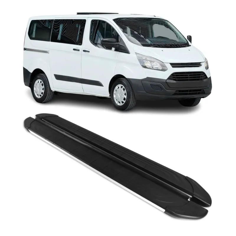 Trittbretter Schweller für Ford Transit Custom I 2012-2023 Kurzer L1 Alu Schwarz