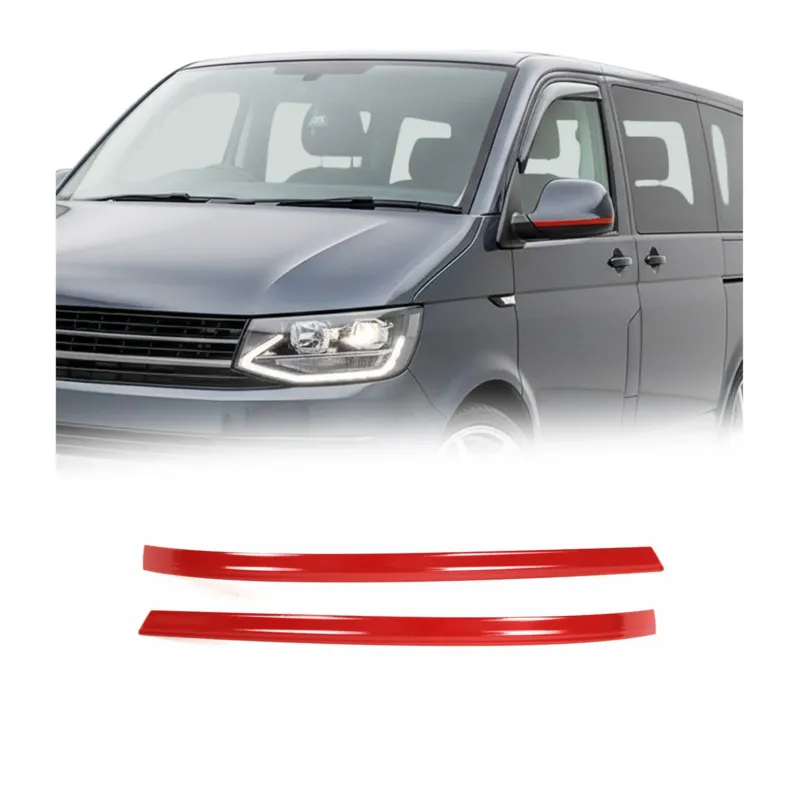 Spiegelkappen Leiste für VW Multivan T5 2010-2015 Edelstahl Rot 2tlg