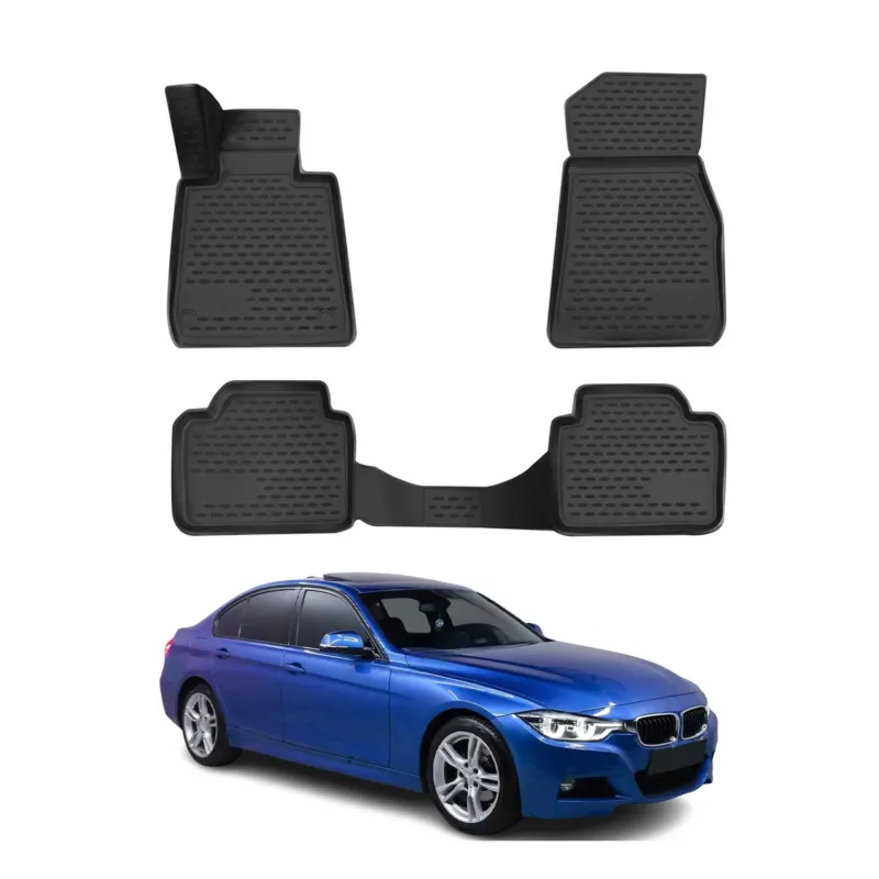 OMAC Gummi Fußmatten für BMW 3er F30 F31 2012-2018/4er F32 F36 13-21 Schwarz 4x