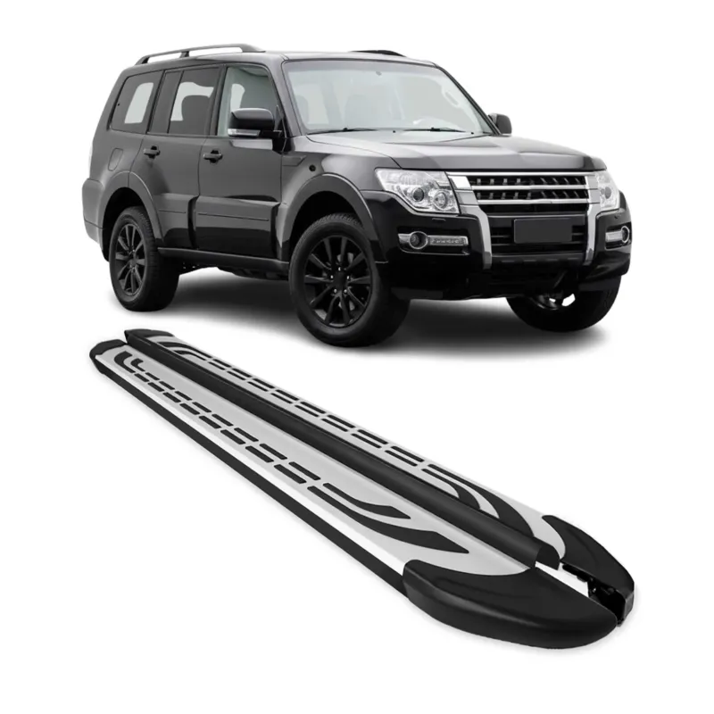 Trittbretter Schweller Seitenbretter für Mitsubishi Pajero 2006-2021 Alu Schwarz