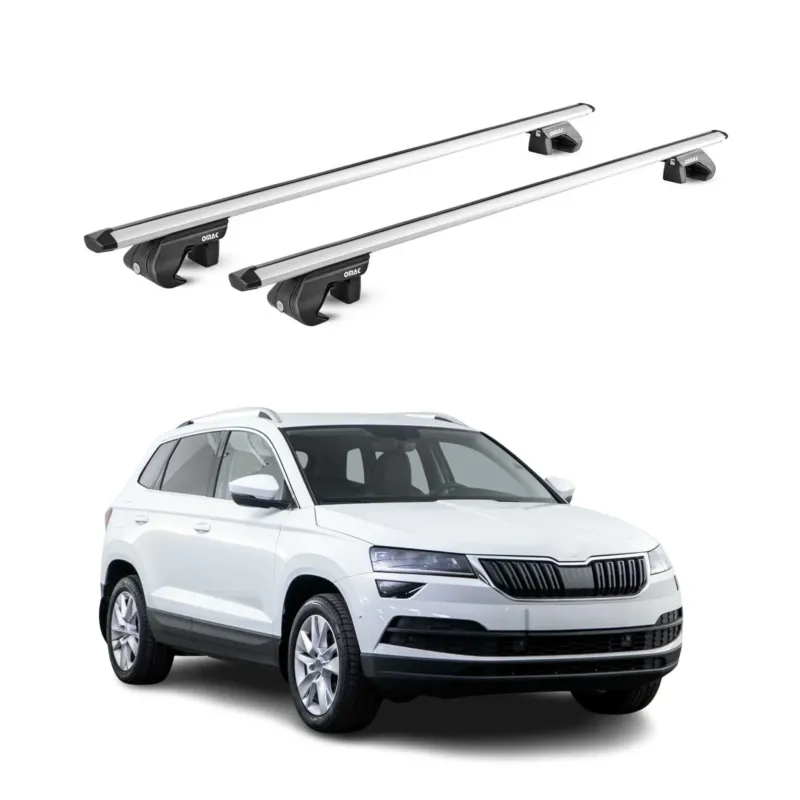 Dachträger Grundtäger für Skoda Karoq 2017-2026 90kg Aluminium Silber 2 tlg ABE