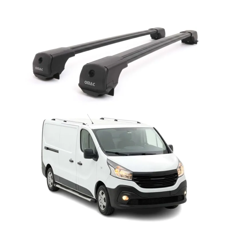 Dachträger Grundträger für Renault Trafic III 2014-2026 Aluminium Schwarz 2tlg