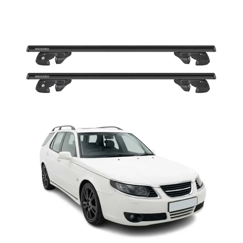 Dachträger Grundtäger für Saab 9-5 Kombi 1998-2010 Alu 90kg TÜV Schwarz 2tlg