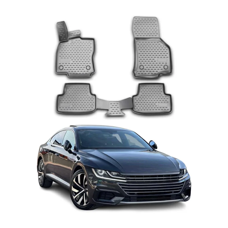 OMAC Gummimatten Fußmatten für VW Arteon 2017-2024 TPE Automatten Grau 4x