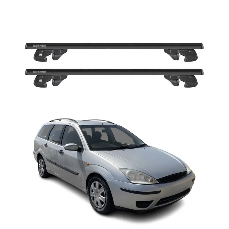 Dachträger Grundtäger für Ford Focus I Kombi 1998-2005 Alu 90kg TÜV Schwarz 2tlg