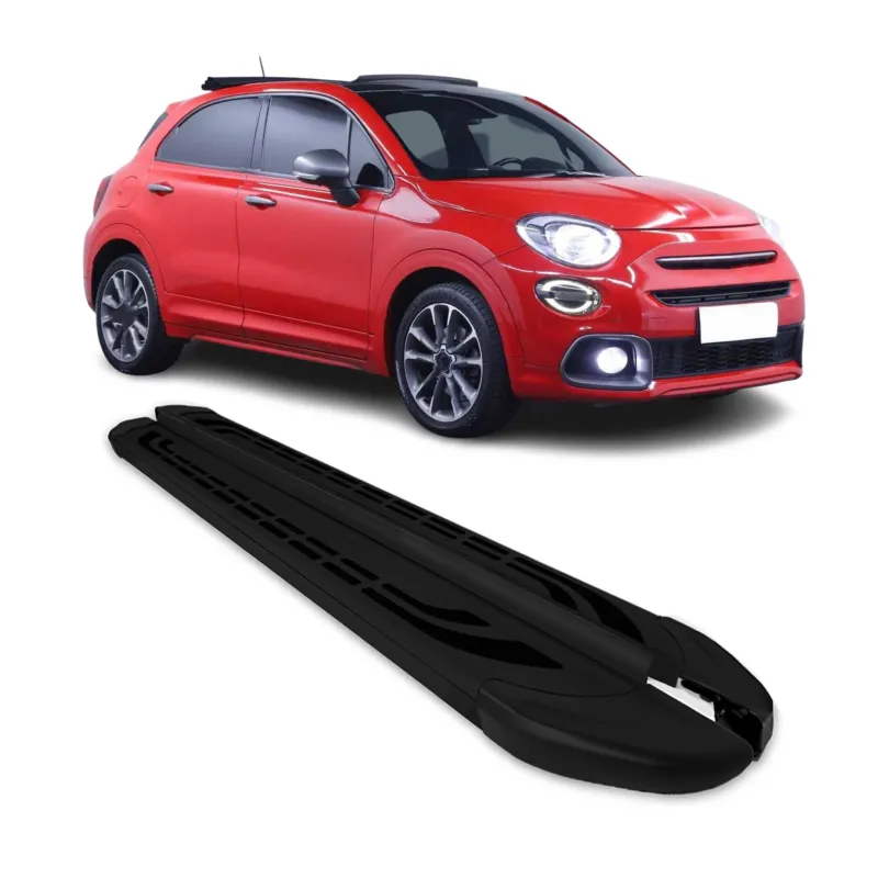 Trittbretter Seitenschweller Seitenbretter für Fiat 500X 2015-2026 Alu Schwarz