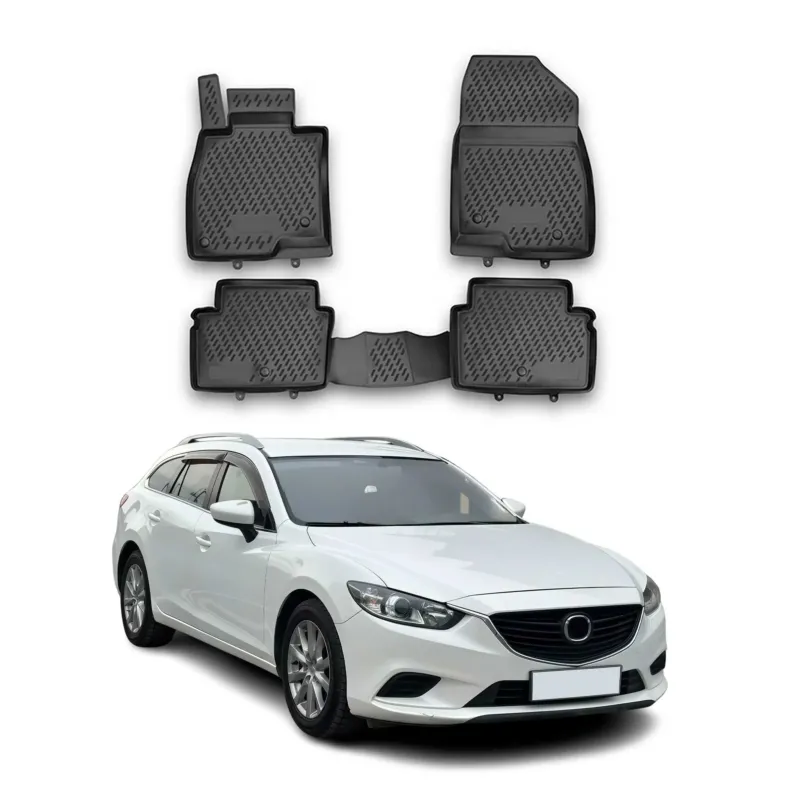 Gummimatten Fußmatten für Mazda6 mk3 Kombi 2012-2025 TPE Automatten Schwarz 4x