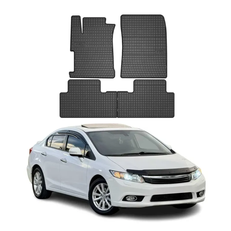 OMAC Gummi Fußmatten für Honda Civic IX 2011-2016 Automatten Gummi Schwarz 4tlg