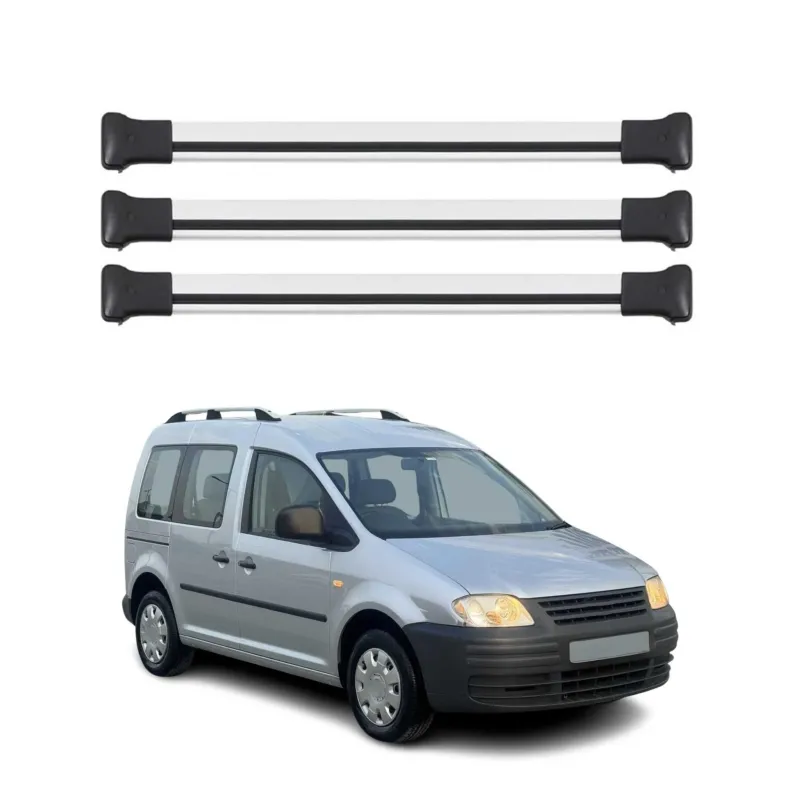 Dachträger Grundtäger für VW Caddy 2004-2020 75kg Aluminium Silber 3 tlg