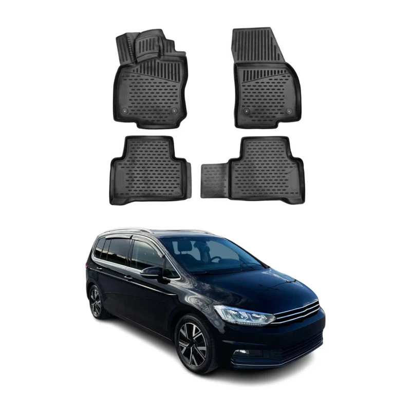 OMAC Gummimatten Fußmatten für VW Touran II 2015-2026 TPE Automatten Schwarz 4x