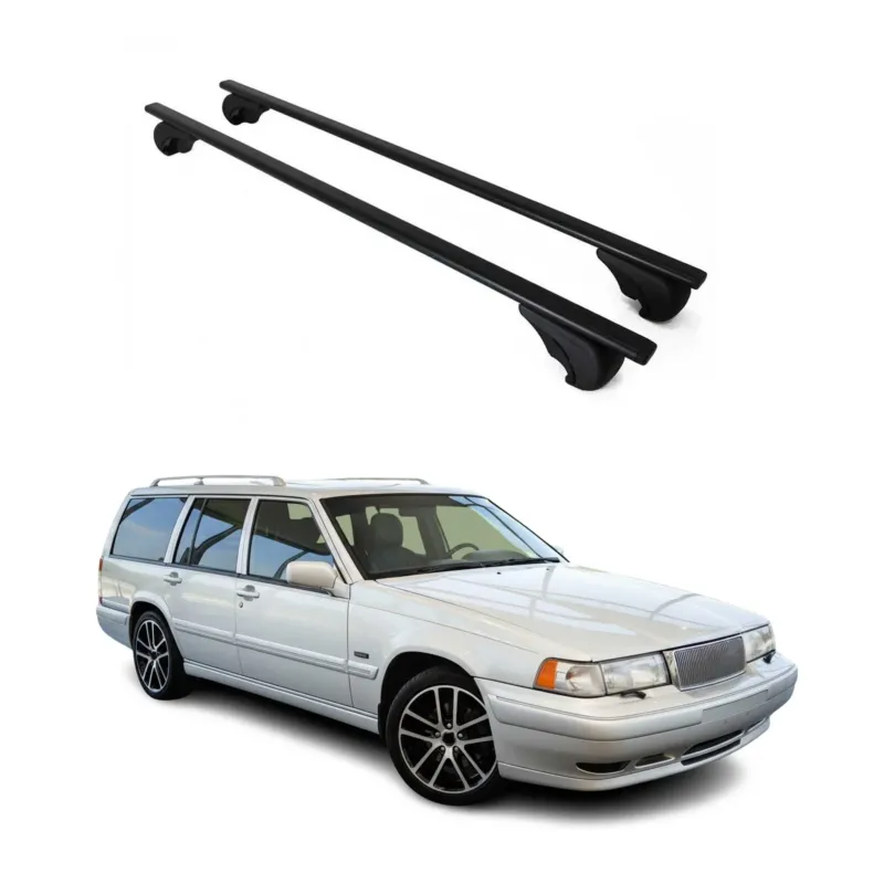 Dachträger Grundträger für Volvo V90 1997-1999 75kg Stahl Schwarz 2 tlg