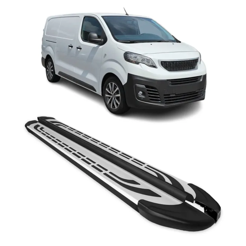 Trittbretter Schweller für Peugeot Traveller 2016-2026 L2 L3 Alu Schwarz-Silber