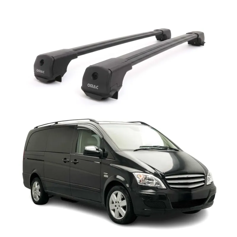 Dachträger Grundträger für Mercedes Vito W639 2003-2014 Aluminium Schwarz 2tlg