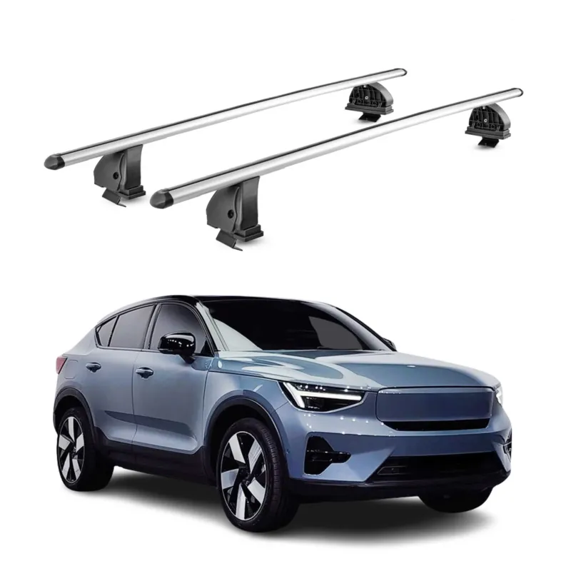 Alu Dachträger für Volvo C40 2022-2026 TÜV Abschließbar T-Nut 75 kg 2tlg Silber