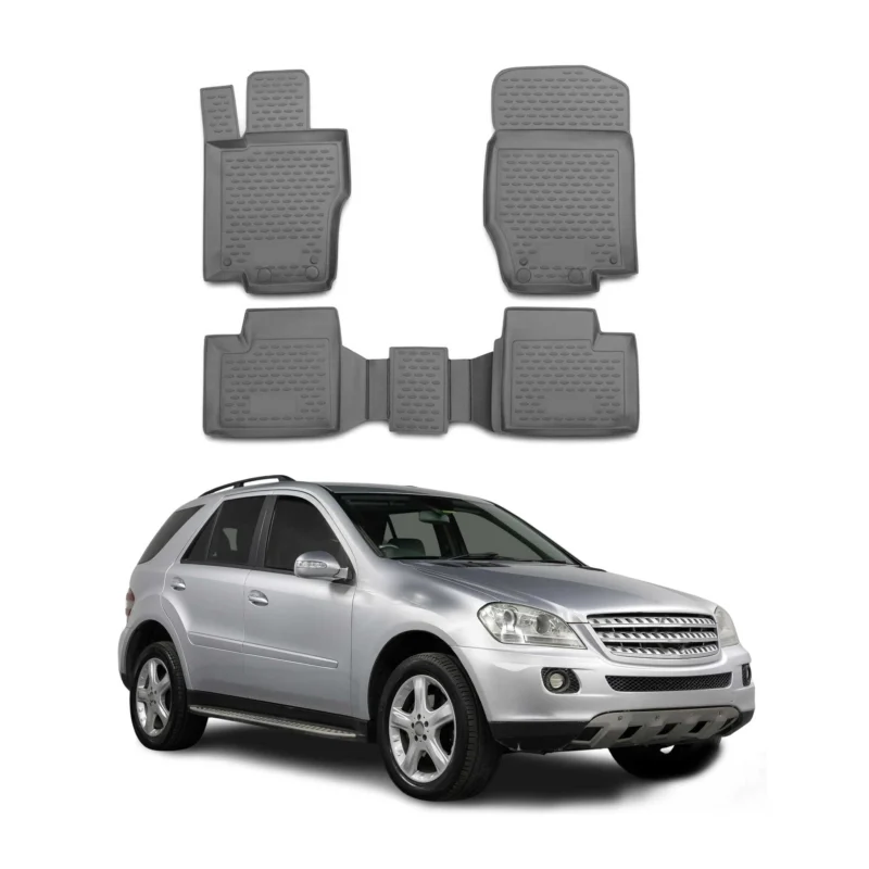 OMAC Gummimatten Fußmatten für Mercedes M W164 2005-2011 TPE Automatten Grau 4x