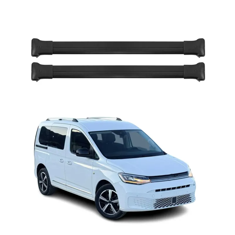 Dachträger Grundträger für VW Caddy V 2020-2026 75kg Aluminium Schwarz 2tlg