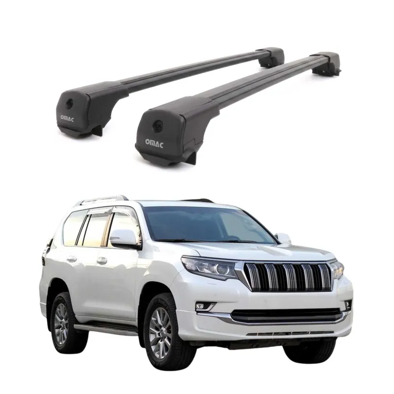 Dachträger für Toyota Land Cruiser Prado J150 2018-23 FL Aluminium Schwarz 2tlg