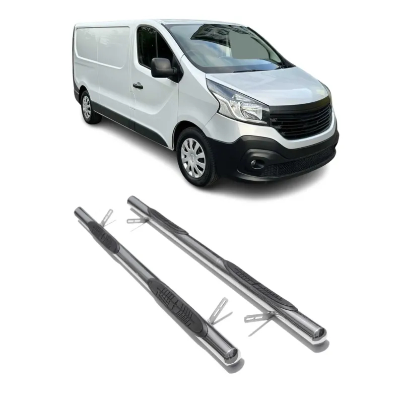 Edelstahl Trittbretter Schwellerrohre für Renault Trafic 2014-2026 L2 Silber