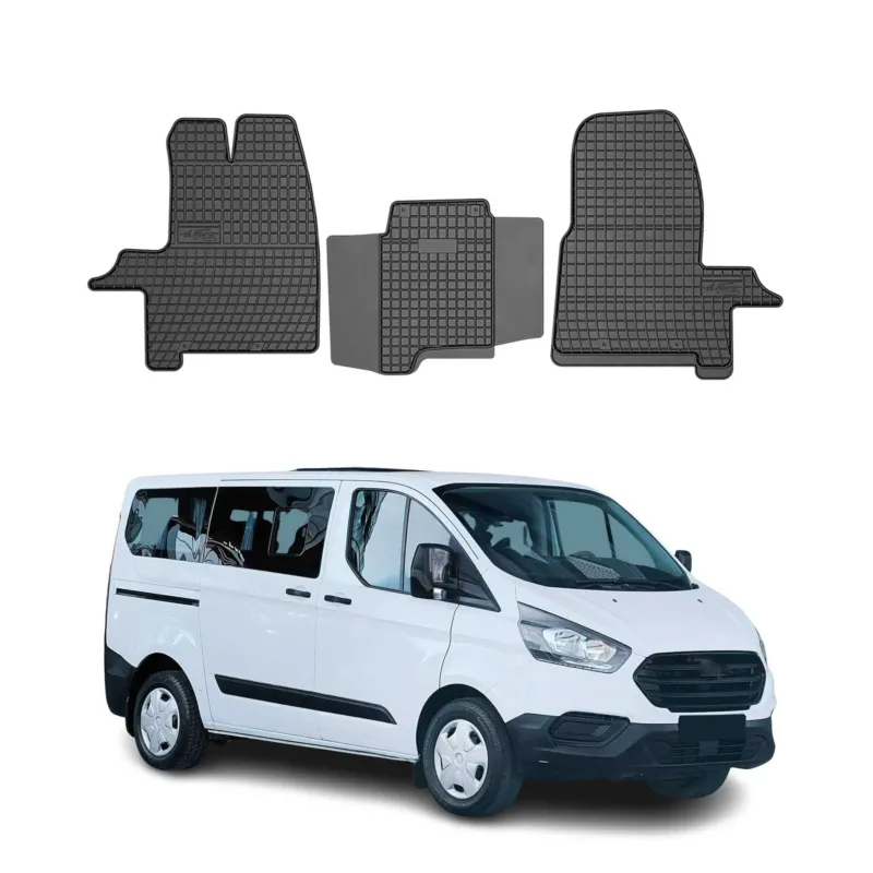 OMAC Gummi Fußmatten für Ford Custom 2012-2024 Automatten Gummi Schwarz 3tlg