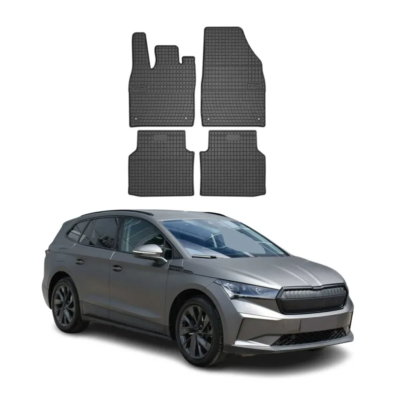 OMAC Gummi Fußmatten für Skoda Enyaq 2020-2026 Automatten Gummi Schwarz 4tlg