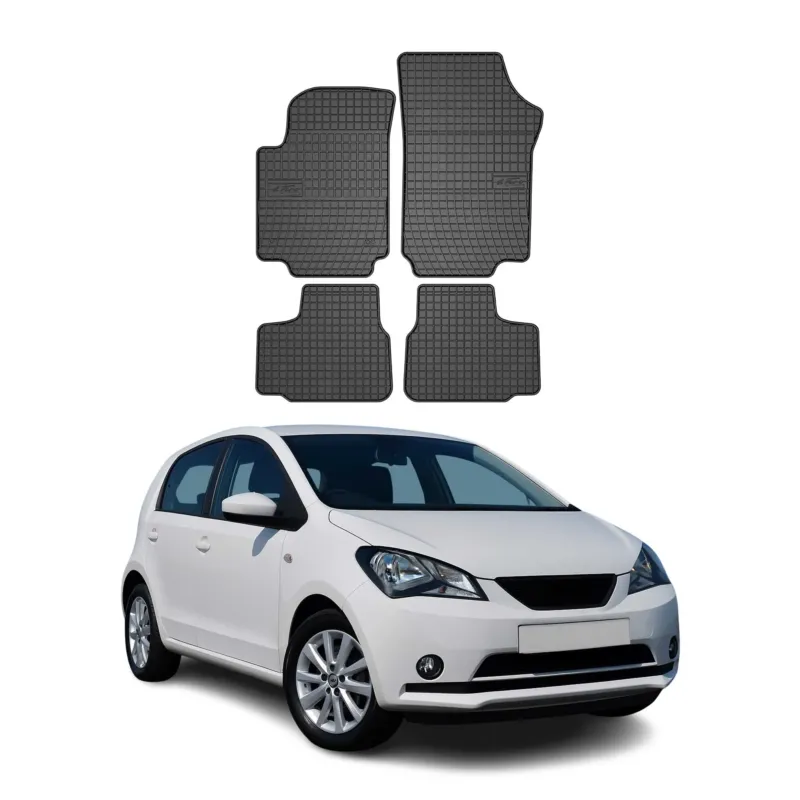 OMAC Gummi Fußmatten für Seat Mii 2011-2021 Automatten Gummi TPE Schwarz 4tlg