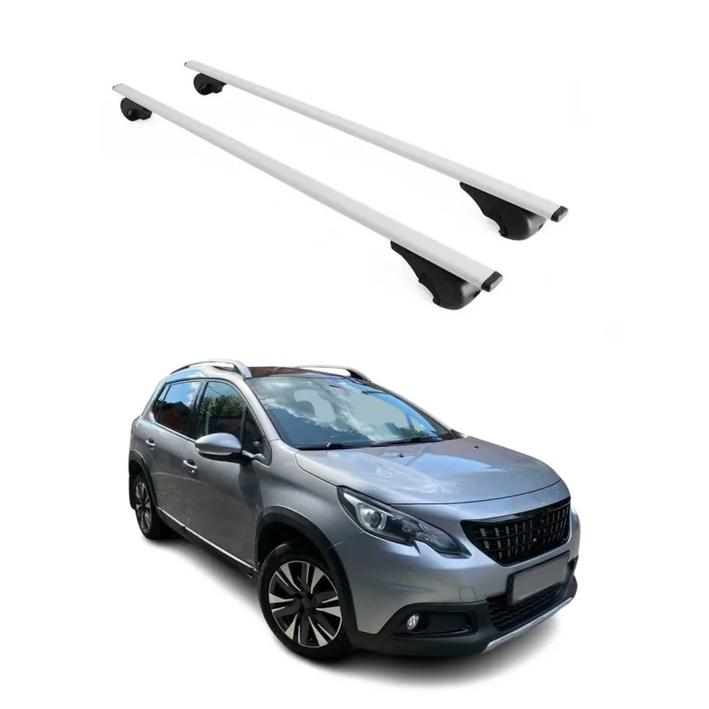 Dachträger Grundträger für Peugeot 2008 2013-2019 75kg Stahl Silber 2 tlg