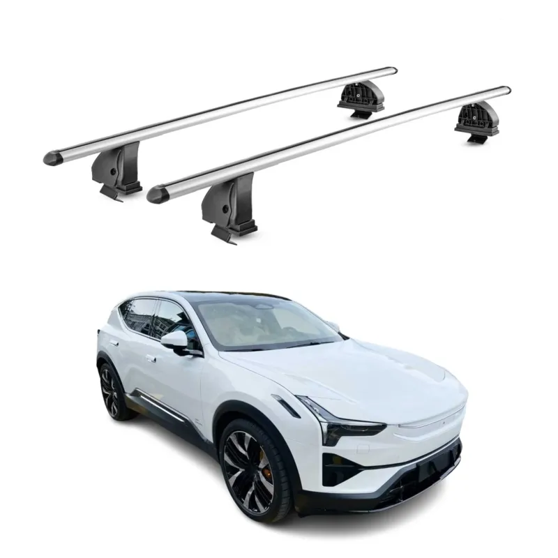 Alu Dachträger für Polestar 2 2020-2026 TÜV T-Nut Abschließbar 2tlg Silber