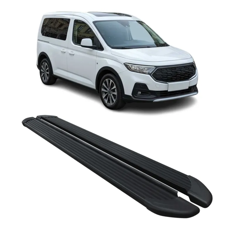Schweller Trittbretter für Ford Tourneo Connect 2021-2026 Kurzer Alu Schwarz
