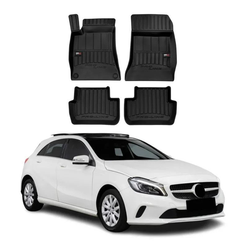 OMAC Gummi Fußmatten für Mercedes A Klasse W176 2012-2018 Premium TPE Schwarz 4x