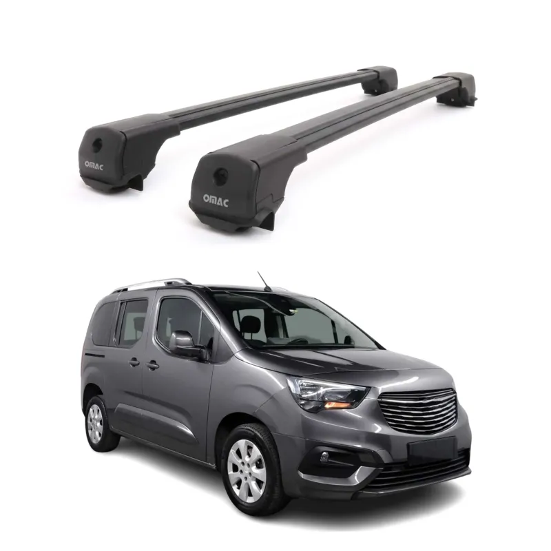 Dachträger Grundträger für Opel Combo E 2019-2026 Aluminium 75kg Schwarz 2tlg