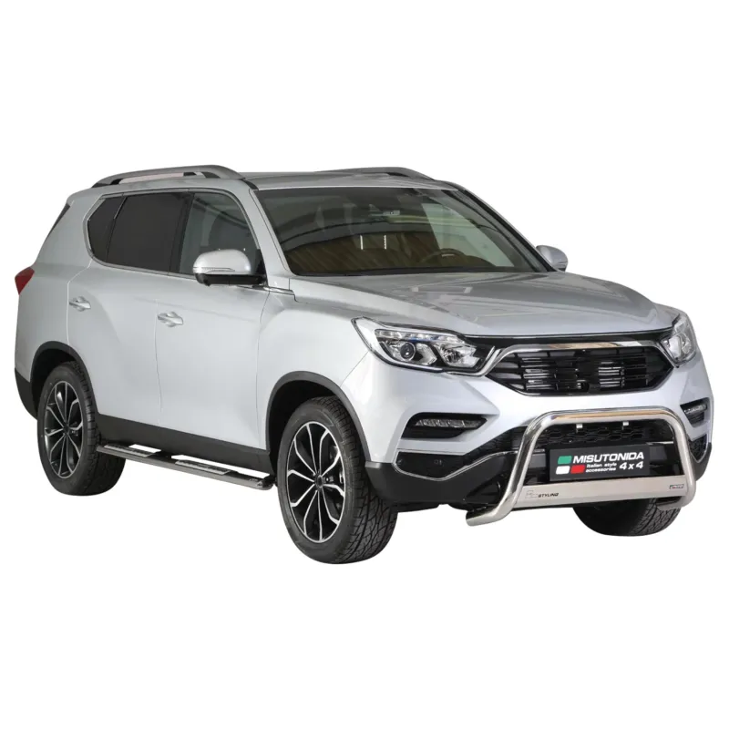 Edelstahl Seitenschweller Schwellerrohre für Ssangyong Rexton 2017-2026 Silber