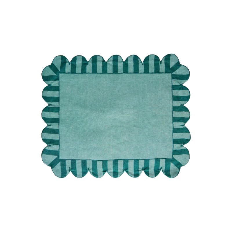 Jardin Embroidered Linen Scalloped Stripe Placemat (Set of 4)