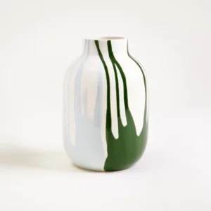 Nuno Vase M drip dunkelgrün hellblau