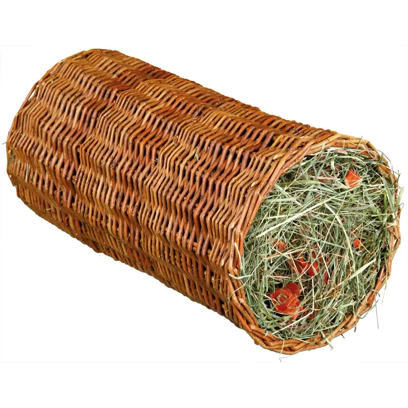 Nager Natur Snack Weidentunnel mit Heu – mit Heu/Karotte, Meerschweinchen, ø 15 × 33 cm, 110 g