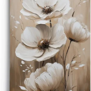 Paul Sinus 60x90cm Wandbild Blütenpracht in Beige – Florale Meisterkunst mit ausdrucksstarker Blume