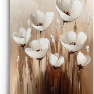 Paul Sinus 60x90cm Wandbild Kraft der Blüten in Beige Braun – Ausdrucksstarke Naturkunst mit floralem Flair Blume