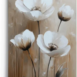 Paul Sinus 60x90cm Wandbild Zarte Blüten in Beige – Florale Anmut in moderner Raumkunst Blume