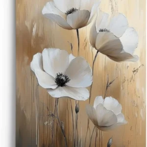 Paul Sinus 60x90cm Wandbild Zeitlose Blüten in Beige – Elegante Naturkunst mit stilvoller Blume