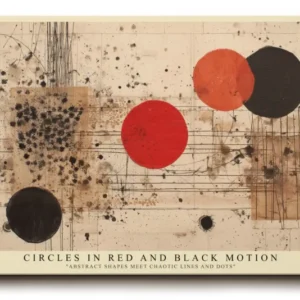 Paul Sinus Wandbild Circles in Red and Black Motion Abstract Shapes Meet Chaotic Lines and Dots