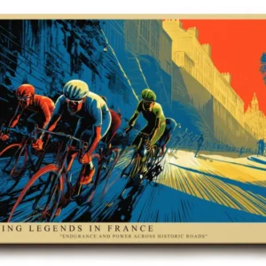 Paul Sinus Wandbild Cycling Legends in France – Hommage an Ausdauer und Geschwindigkeit auf historischen Straßen