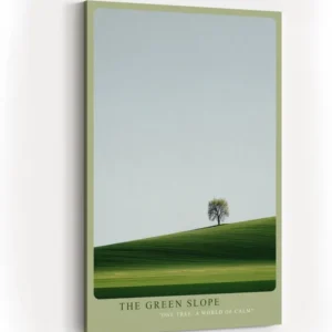 Paul Sinus Wandbild in 40x60cm einzelner Baum auf grüner Hügellandschaft – minimalistisches Naturmotiv für moderne Raumgestaltung