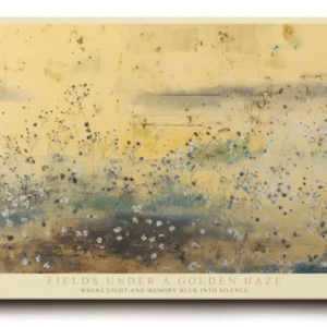 Paul Sinus Wandbild Fields Under a Golden Haze Abstract Landscape in Warm Light and Gentle Silence