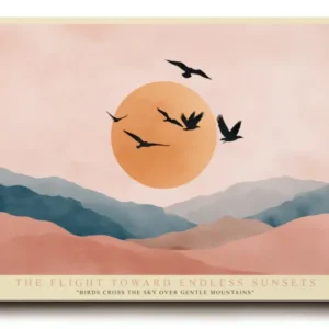 Paul Sinus Wandbild The Flight Toward Endless Sunsets Birds in Golden Sky