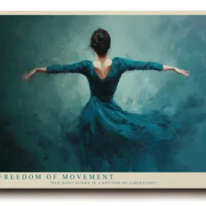 Paul Sinus Wandbild The Freedom of Movement Woman in Flowing Teal Dress
