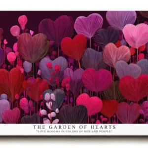 Paul Sinus Wandbild The Garden of Hearts – abstrakte Herzblumen in Rot- und Violetttönen symbolisieren Liebe, Leidenschaft und emotionale Tiefe