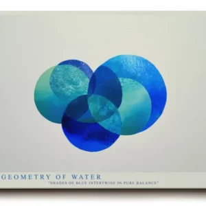 Paul Sinus Wandbild The Geometry of Water – abstraktes Motiv aus überlappenden blauen Kreisen symbolisiert Ruhe, Balance und fließende Harmonie