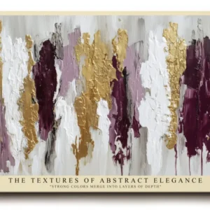 Paul Sinus Wandbild The Textures of Abstract Elegance – Modernes Acrylmotiv in Gold, Weiß und Bordeaux mit strukturierter Oberfläche und Tiefenwirkung