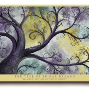Paul Sinus Wandbild The Tree of Spiral Dreams fantasievolles Naturmotiv mit spiralförmigen Ästen in violett-goldenen Tönen